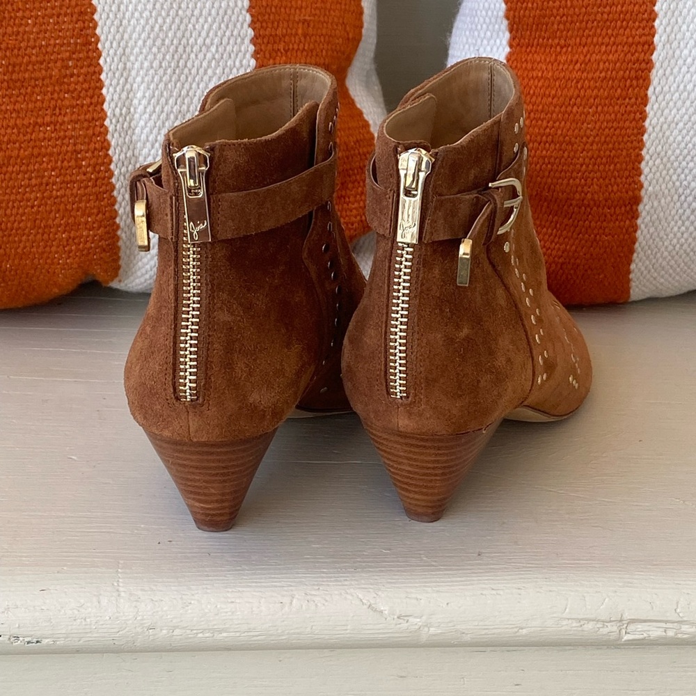 JOIE “Bickson” Studded Canyon Suede Cognac Booties 37/ US7 - Picture 4 of 10
